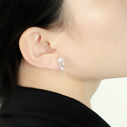 Bling Starry Sky Freshwater Pearl Drop Earrings - May-Lynn Jewelry
